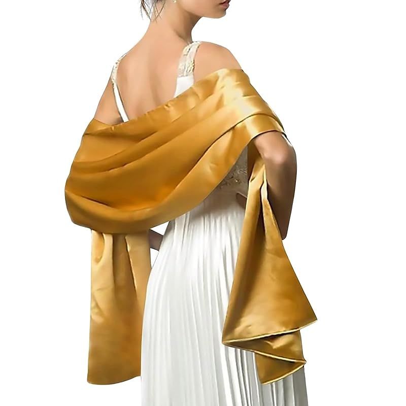 [LumiSyne] レディース サテン シフォン フォーマルショール シルキー 無地 ストール ショール マフラー 結婚式 二次会 パーティー ウェディング