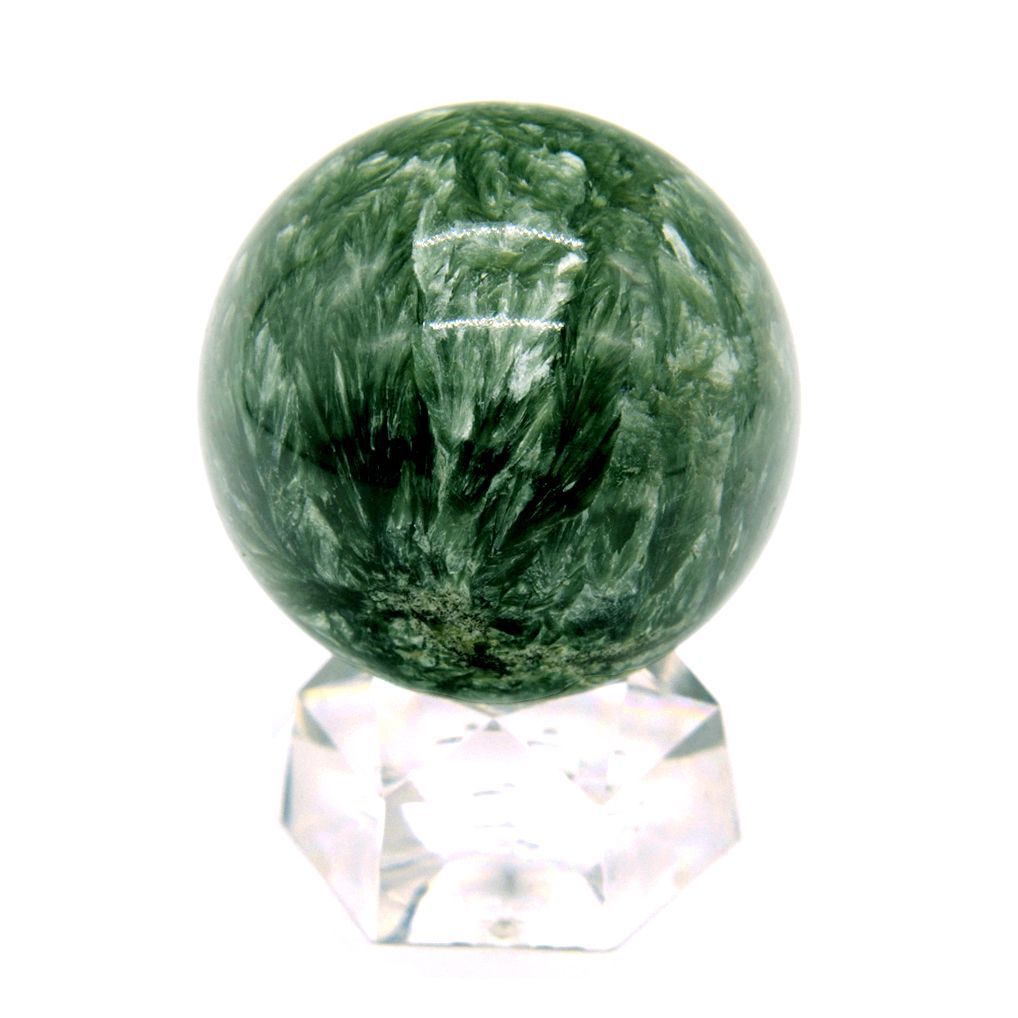 セラフィナイト 40mm丸玉 台座付き[NO.1] ☆パワーストーン 人気