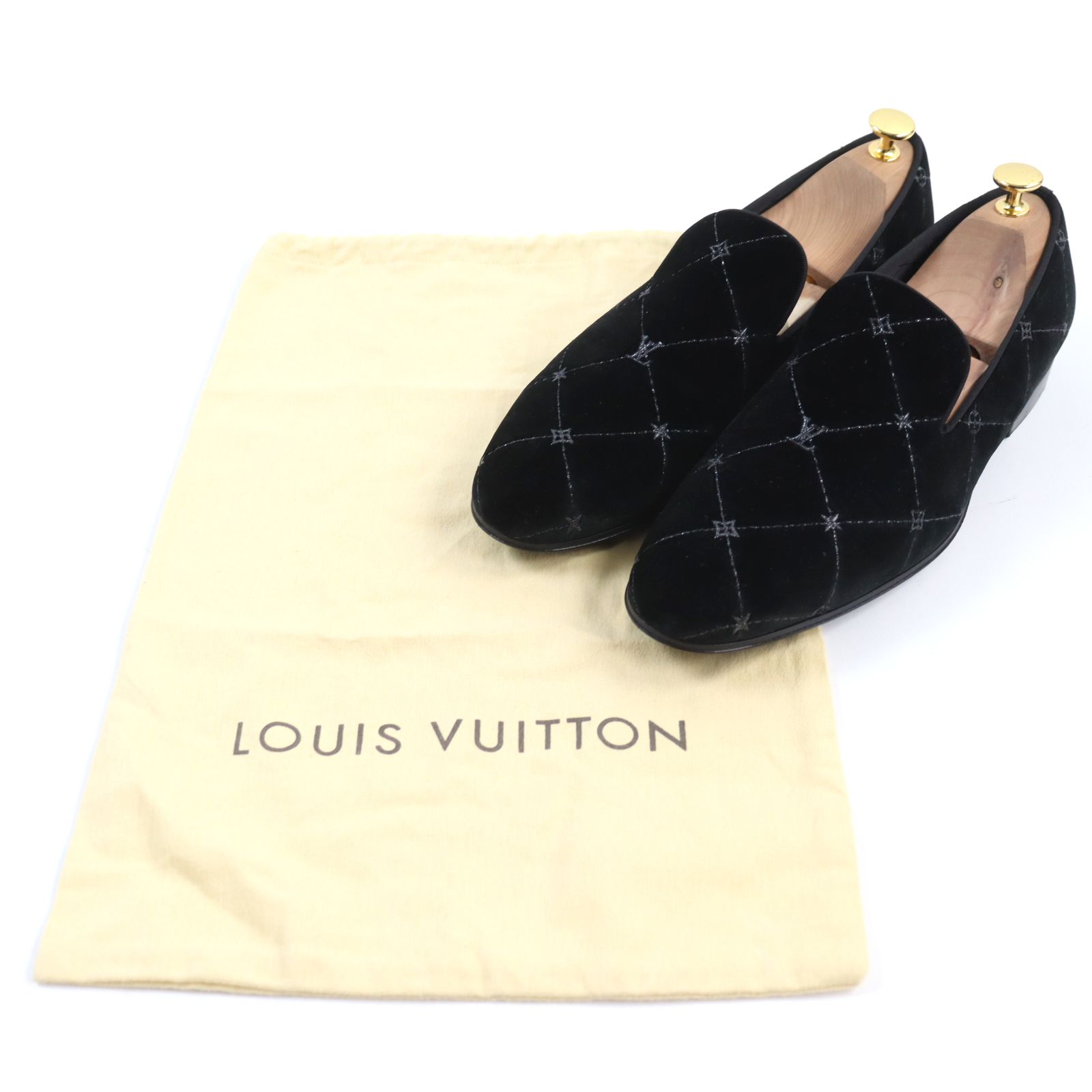 ドンドン見直し】美品○LOUIS VUITTON ルイヴィトン 2019年製 オートゥイユライン ベロア LVロゴ刺繍入り オペラシューズ/スリッポン/ ローファー ブラック 7.5 保存袋付き イタリア製 メンズ - メルカリ