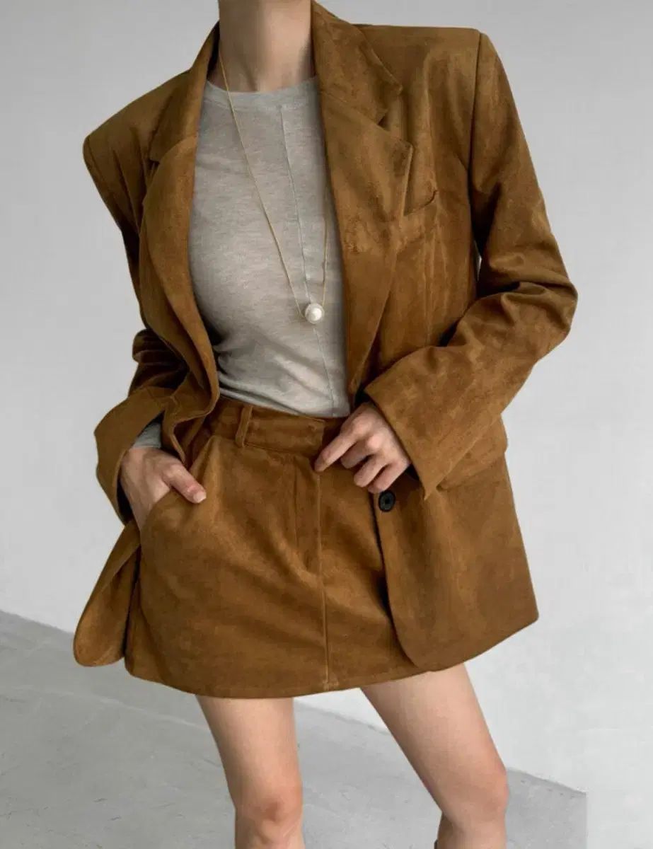 スウェード スウェード スーツセットアップ