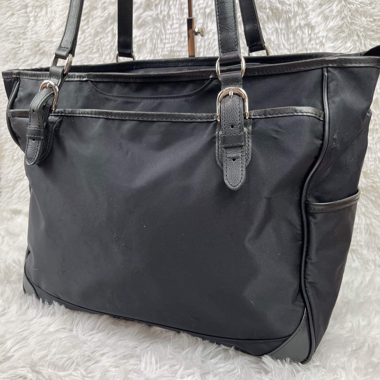 ace. ビジネスバッグ トートバッグ ナイロン×レザー ブラック 肩掛け 