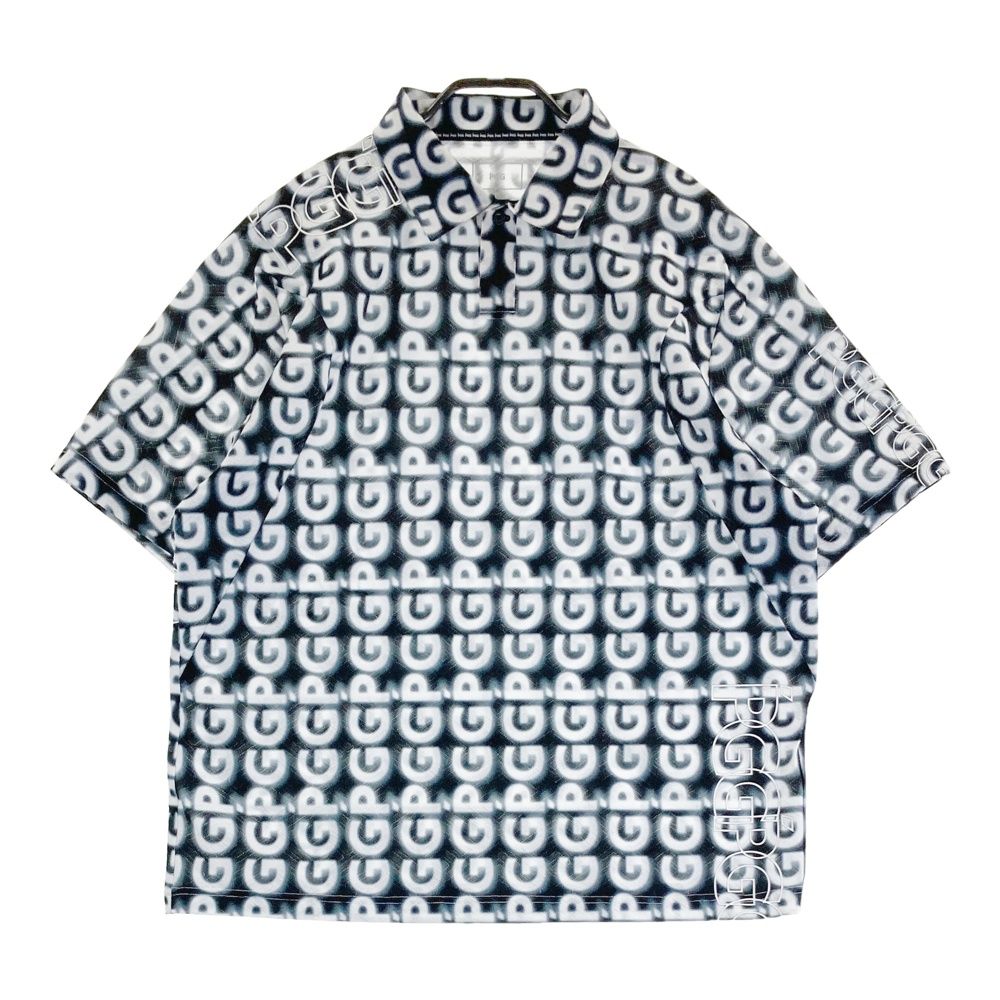 サイズ 5 PGG PEARLY GATES パーリーゲイツ 2025年モデル 半袖ポロシャツ ロゴ 総柄 ブラック系 240101538492 ゴルフウェア メンズ ストスト