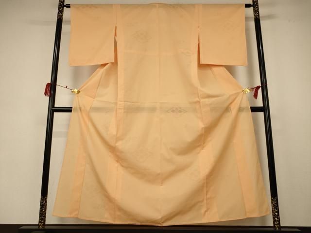 平和屋着物＊夏物 色無地 花菱紋紗 小麦色 正絹 AABB8302jd