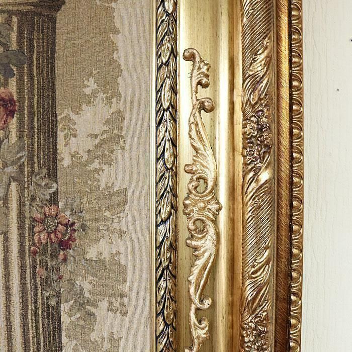 made in Italy ゴブラン織 刺繍絵 タペストリー 額付 湖畔のテラス made in Italy ゴブラン織 刺繍絵 タペストリー 額付 湖畔のテラス