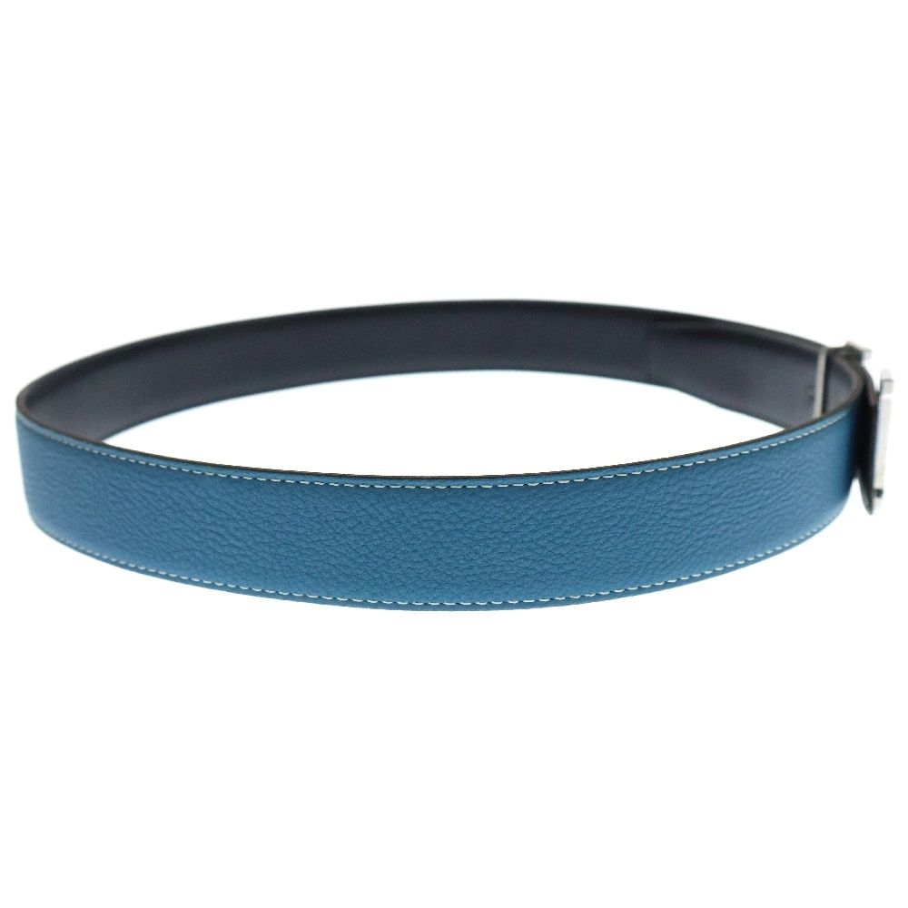 HERMES コンスタンス ブルーレザー ベルト HERMES (エルメス) コンスタンス Hベルト ブルー/シルバー レザー