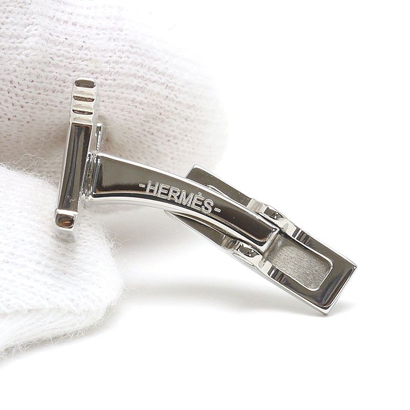 エルメス HERMES カフス - シルバー Hモチーフ 値下げ 20230923 エルメス Hロゴ Hモチーフ カフス カフリンクス シルバー 箱付 HERMES
