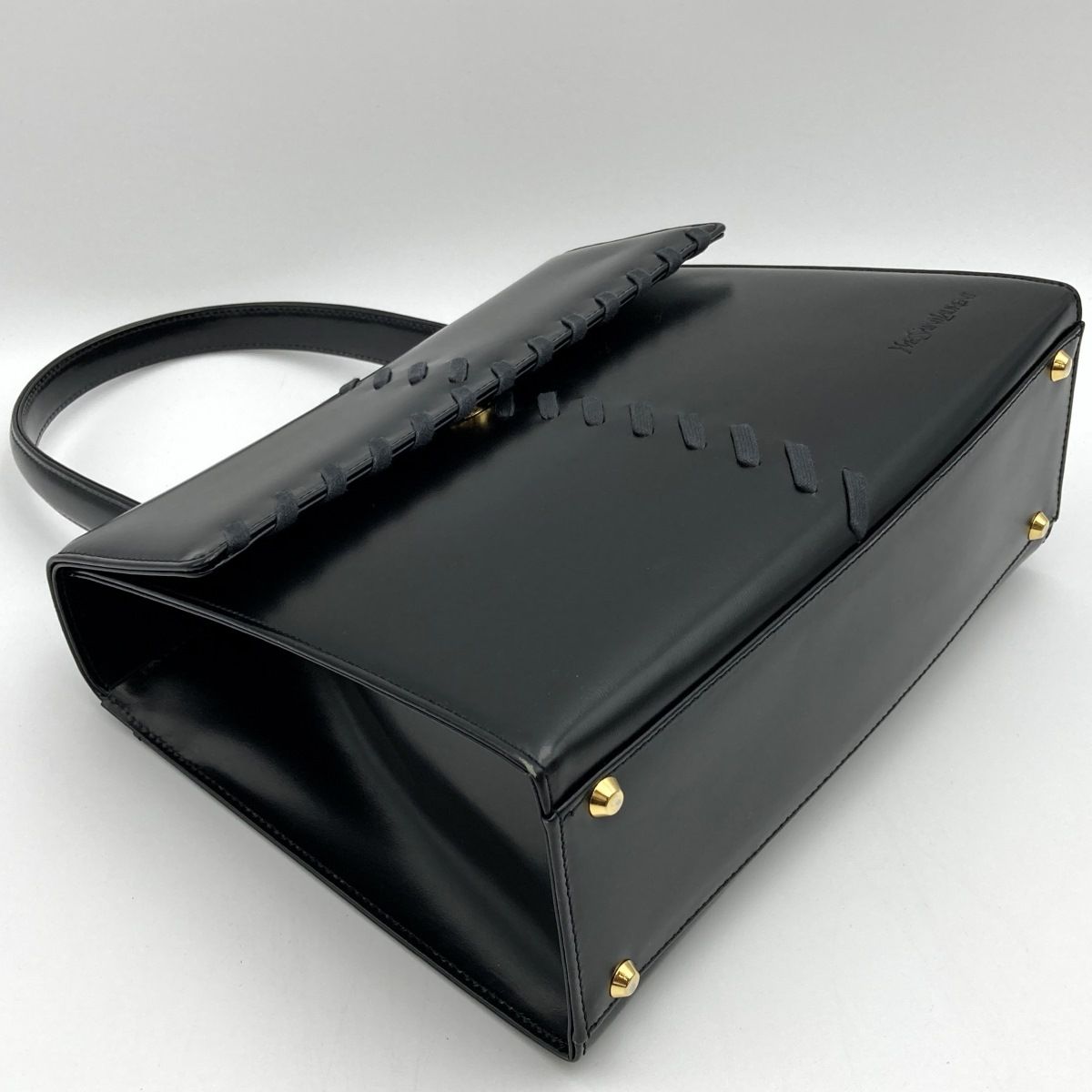 美品 YVES SAINT LAURENT イヴ・サンローラン ハンドバッグ ステッチ 