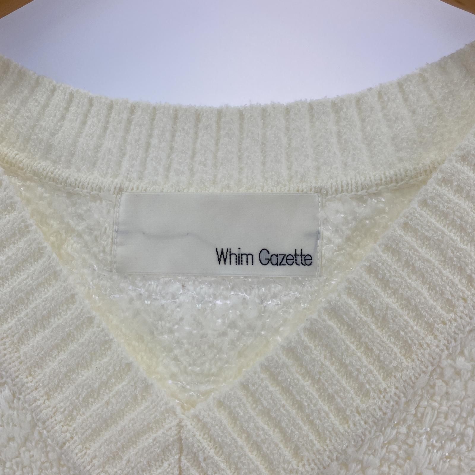 ウィムガゼット ホワイトVネックニット ウィムガゼット カシミヤ100