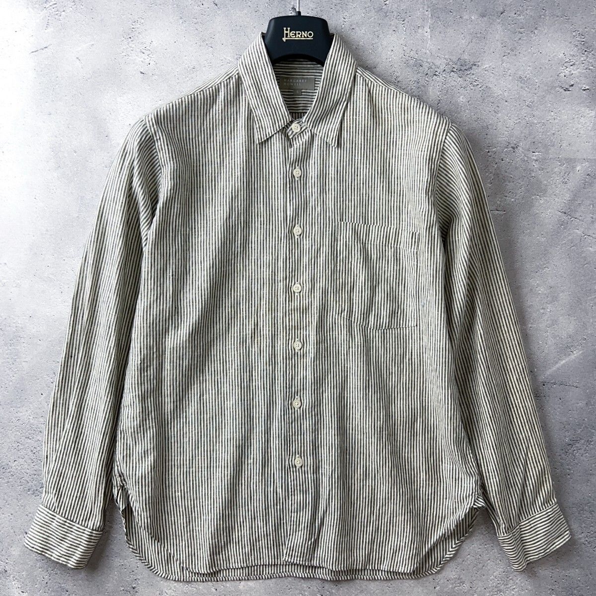 美品 マーガレットハウエル MARGARET HOWELL リネン シャツ 長袖 