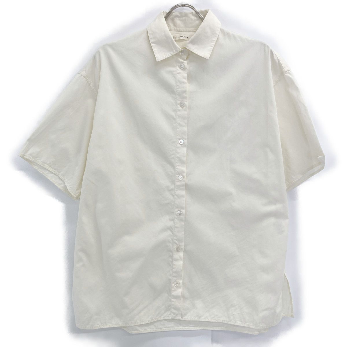 THE ROW ザ ロウ ｱｲﾎﾞﾘｰ ｺｯﾄﾝ100 ｵｰﾊﾞｰｼｮｰﾄｽﾘｰﾌﾞｼｬﾂ S