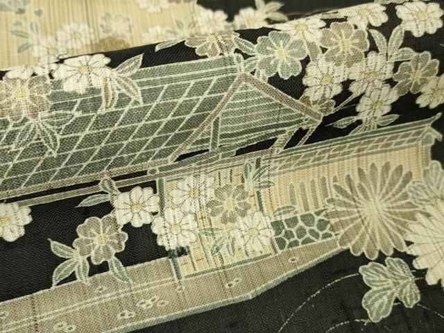 平和屋本店□極上 染織の名門 しょうざん 生紬 芥子色 証紙付き 逸品