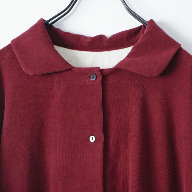 MAGALI 天日干しコットンコーデュロイ シャツドレス バーガンディ マガリ ワンピース ドレス DECORATOM_COM_BR