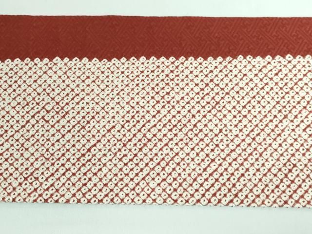 平和屋本店□極上 九寸名古屋帯 絞り帯 朱地 ゑり善扱い たとう紙付き