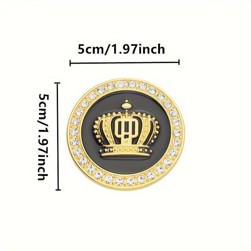 エンブレム おしゃれ 王冠 ステッカー 丸型 立体 4.5cm 金属