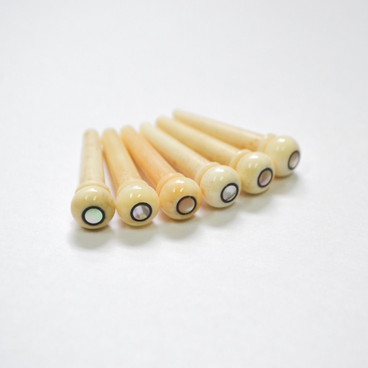 John Pearse Camel Bone Bridge Pins EBONY | ABALONE FrenchEye