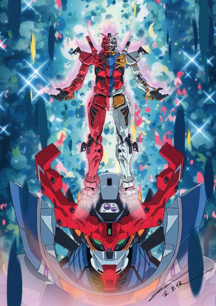 中古】キャラカード ジークアクス＆赤いガンダム 描き下ろし