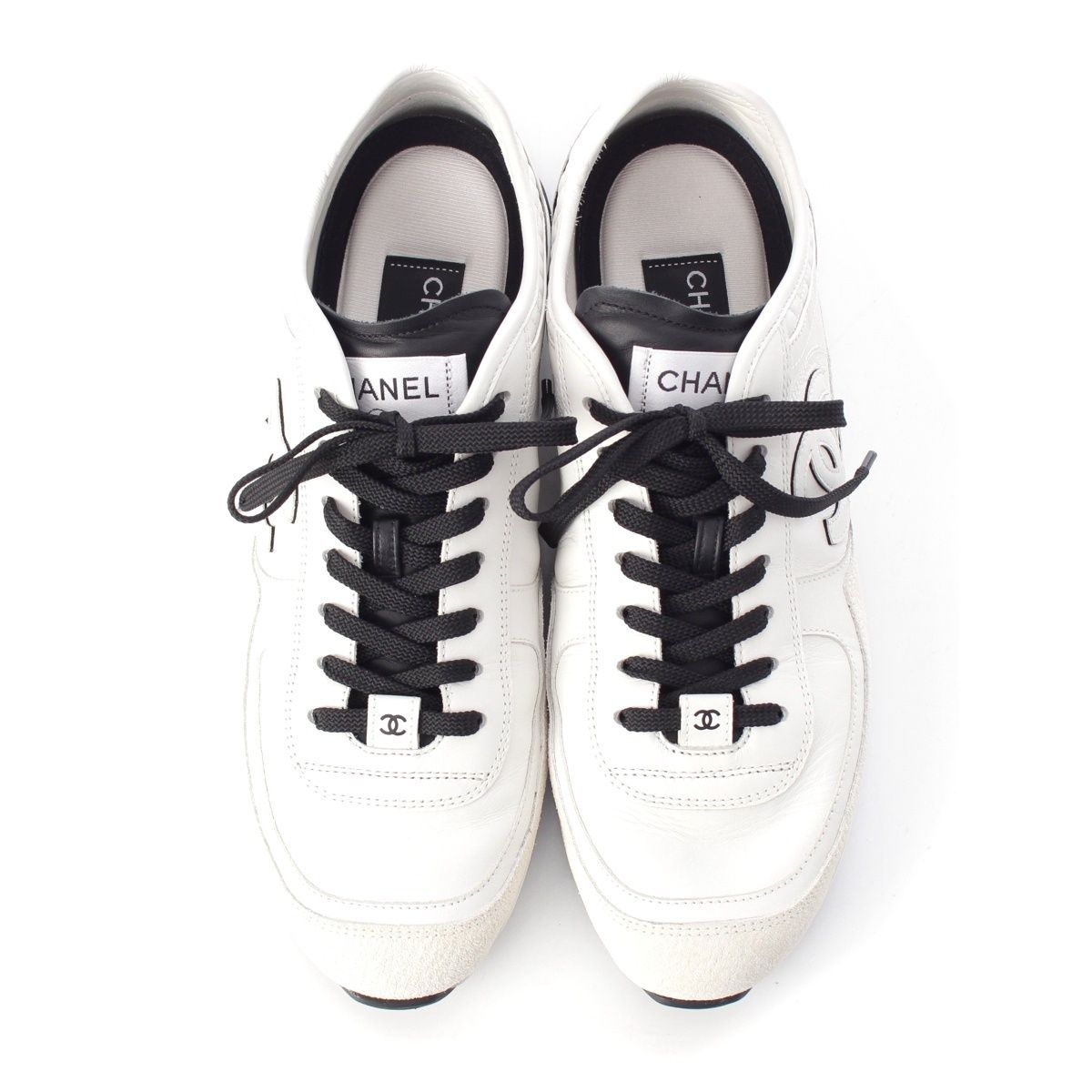 新作 23SS CHANEL SNEAKERS シャネル ココマーク スニーカー 43 シャネル 25SS レザー ココマーク スニーカー シューズ G46373