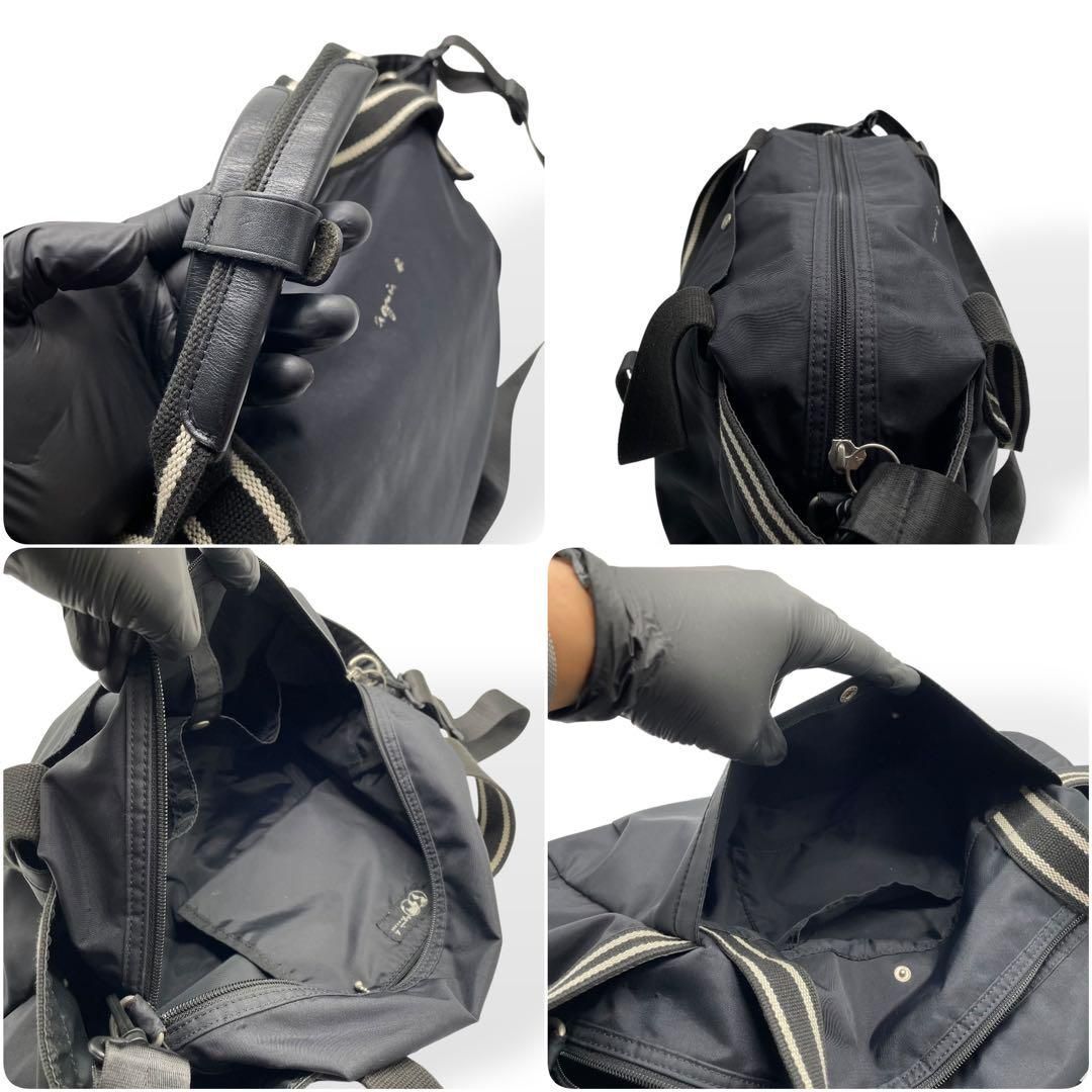 美品 agnes b. アニエスべー 2way ボストンバッグ ナイロン 黒