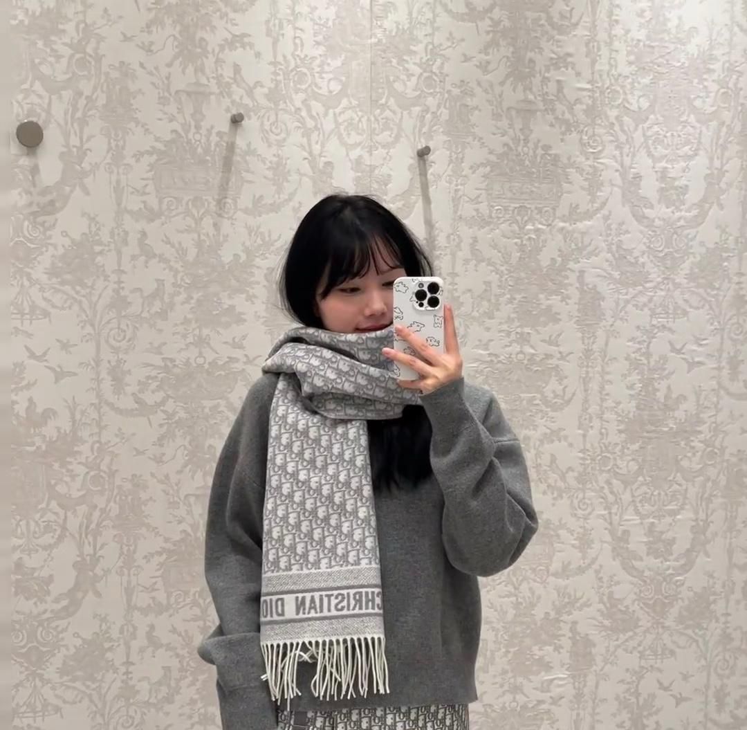 Dior マフラー スカーフ オブリーク フリンジ ロゴ ショール ストール  