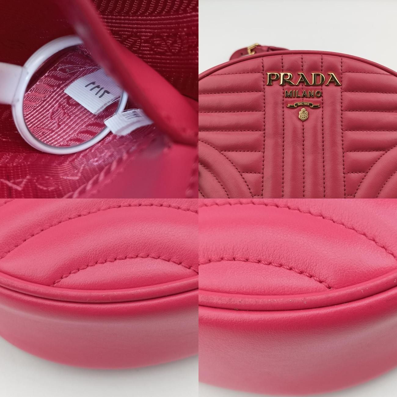 プラダPradaダイアグラムピンクレザー1BH1317|11