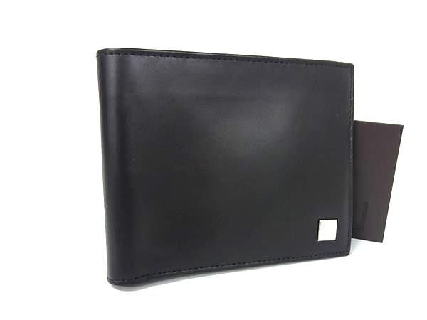 dunhill ダンヒル レザー二つ折り 財布 ウォレット 札入れ カード入れ メンズ レディース ブラック系 FK8453