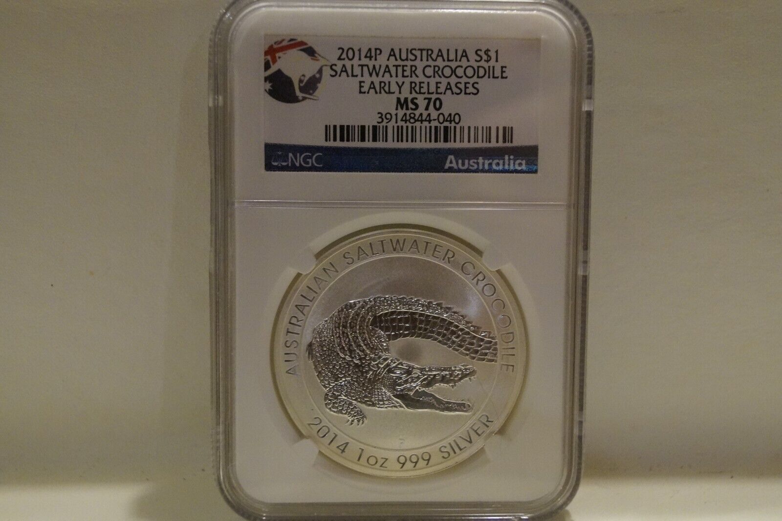 2014-P NGC MS70 Atralia Saltwater Croc.