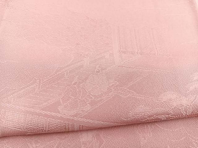 平和屋着物○上質な色無地 流水花地紋 桃花色 正絹 逸品 AABD6248cs