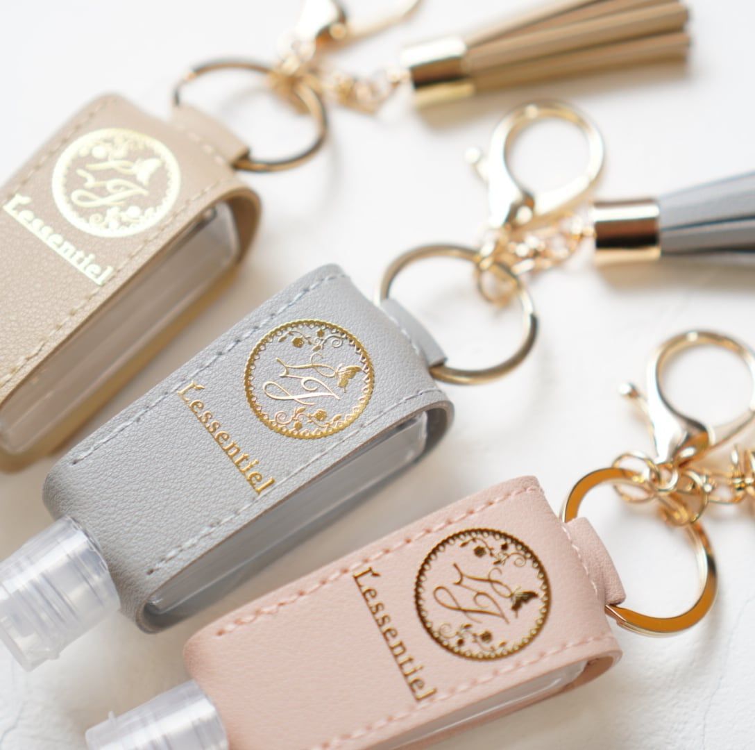 レソンシエル ジャポン オリジナル【タッセル ハンドジェルケース】30ml レザー キーホルダー 七夕 携帯 消毒 ボトル 容器 持ち運び 空 詰替 旅行 手洗い