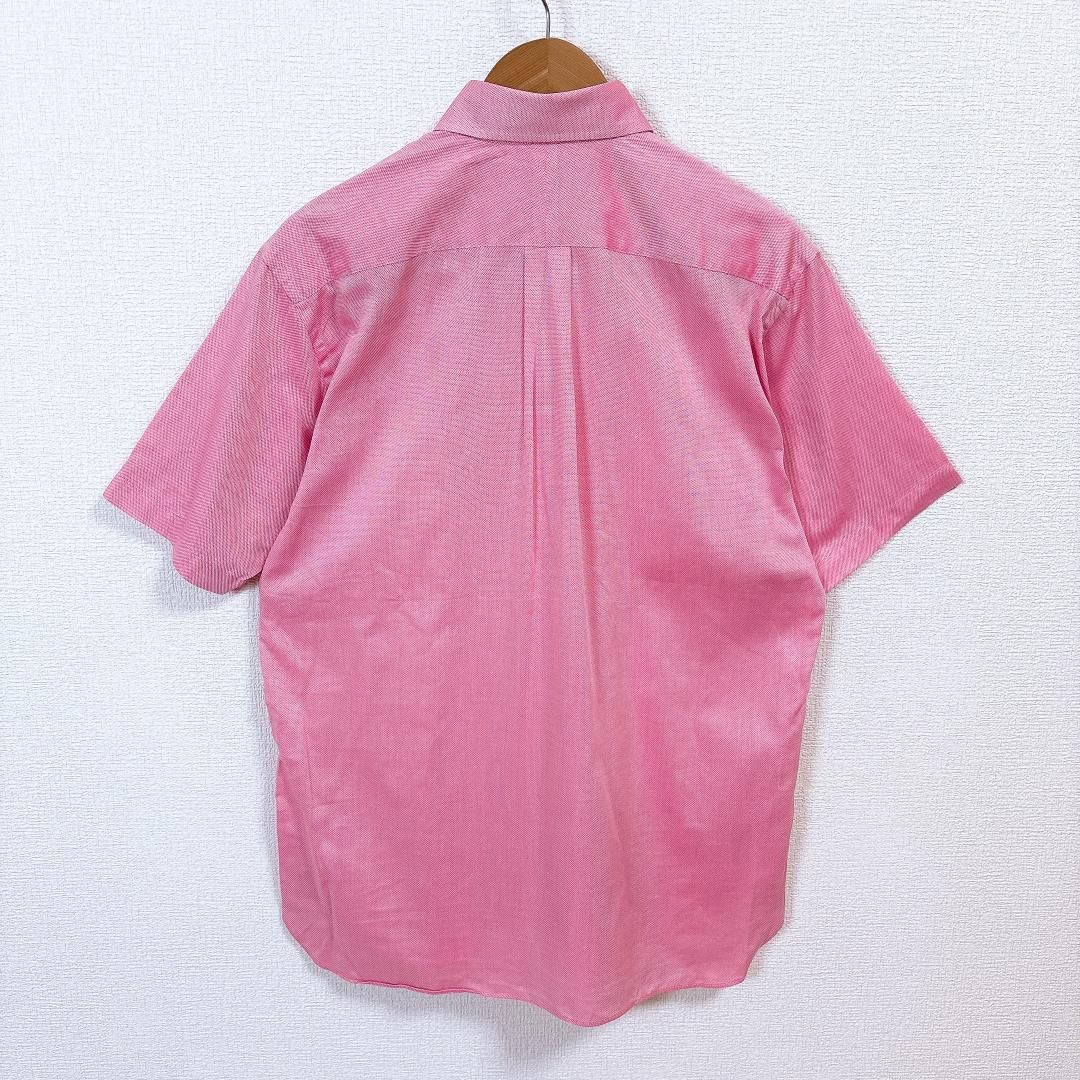 【期間限特別価格】 バーバリーロンドン 半袖シャツ 綿 ボタンダウン M ロゴ ピンク