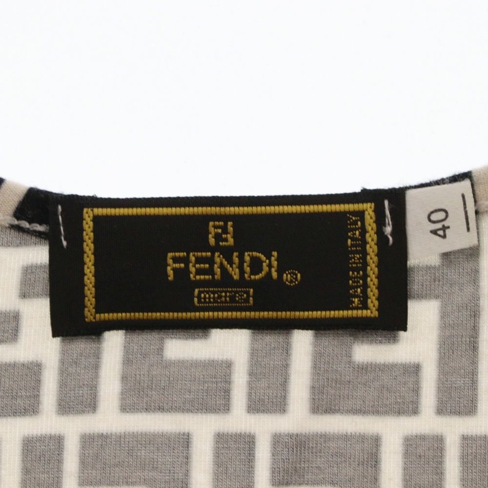 FENDI (フェンディ) ズッカ 総柄 レーヨン クルーネック 半袖Tシャツ 
