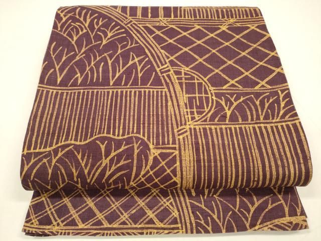 平和屋着物＊夏物 太鼓柄袋帯 作家物 型染 雛逸 光悦垣 正絹 DAAY8145cm