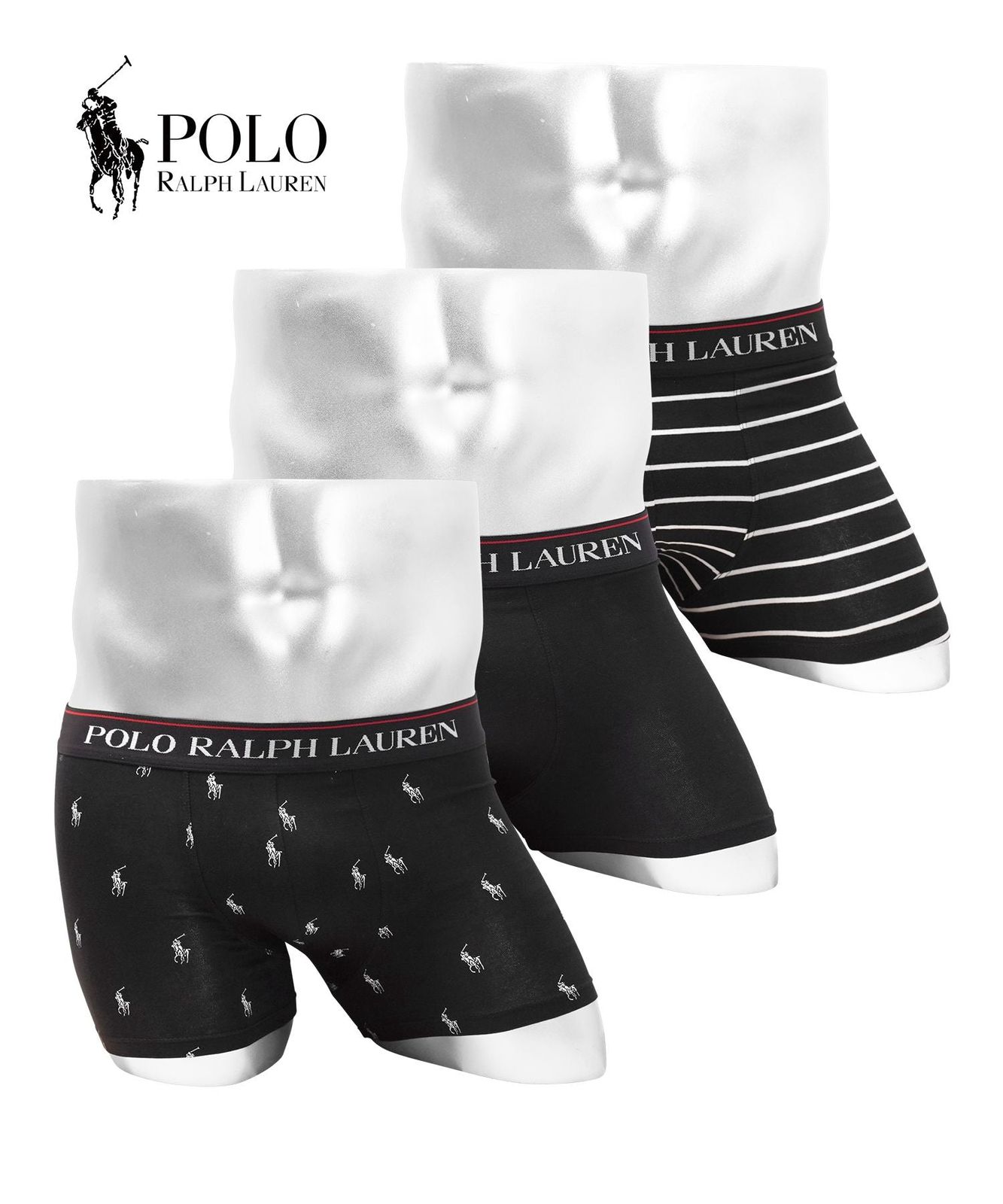 ポロ ラルフローレン POLO RALPH LAUREN 【3枚セット】CLSSIC TRUNK メンズ ボクサーパンツ【517733】 ブラックWドットセット