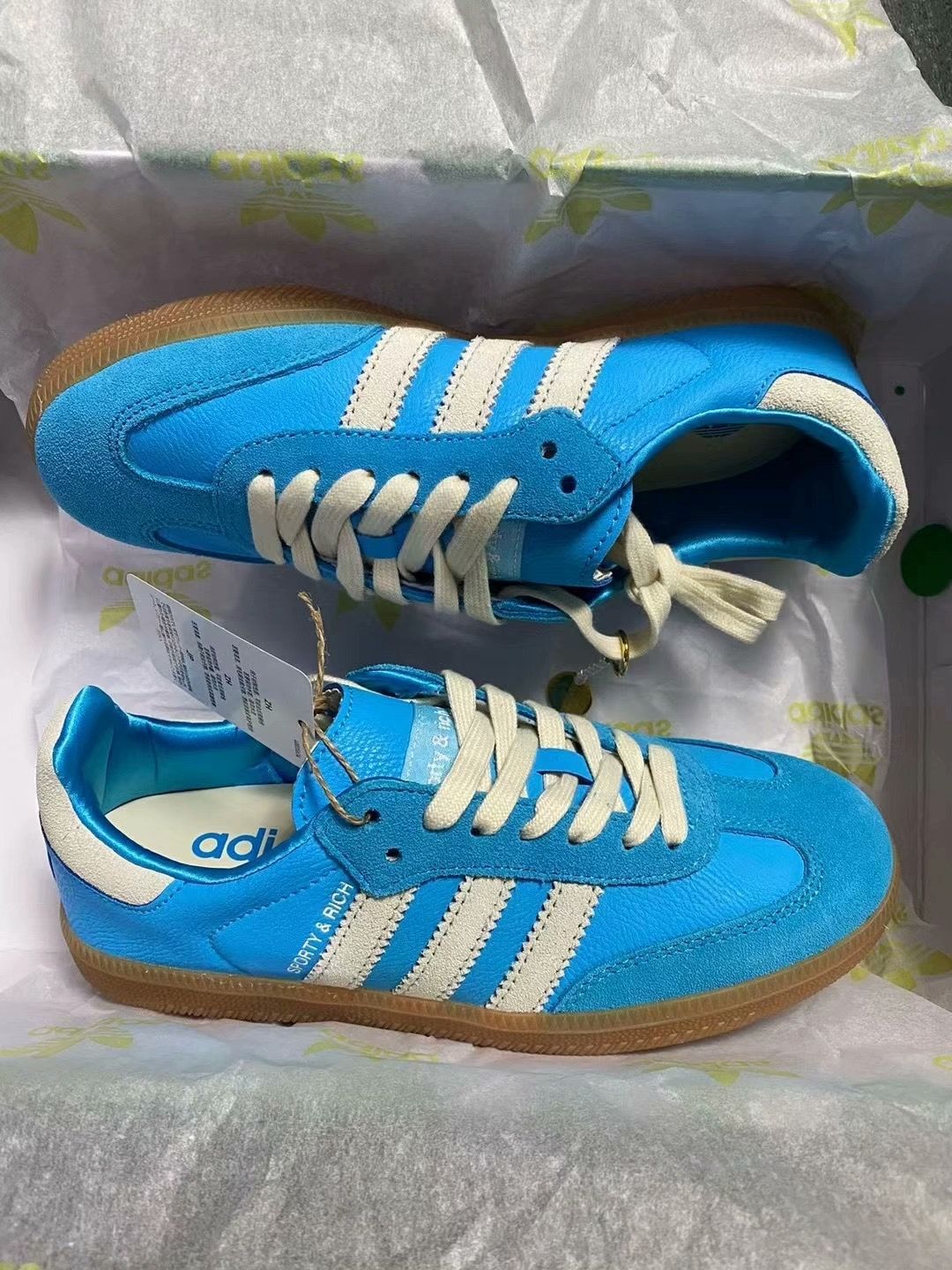 新品 SAMBA OG アディダス サンバ ホワイト SPORTY & RICH ADIDAS SAMBA OG BLUE RUSH IE6975 男女兼用