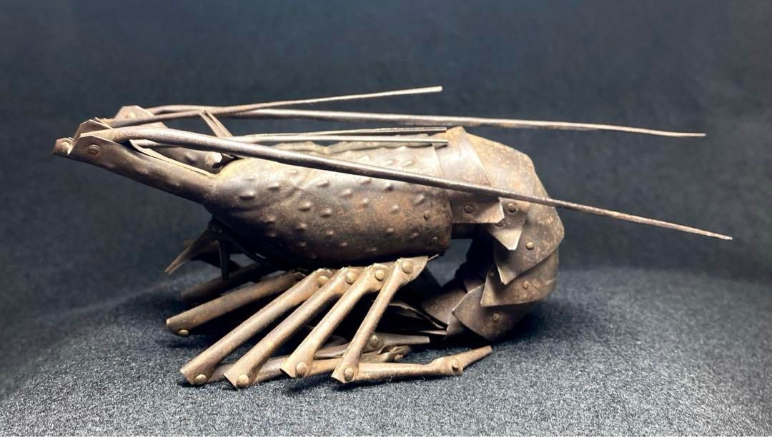 明珍 鉄製自在海老置物 木 82 g 東Y 6 1118 2 Fトトニ