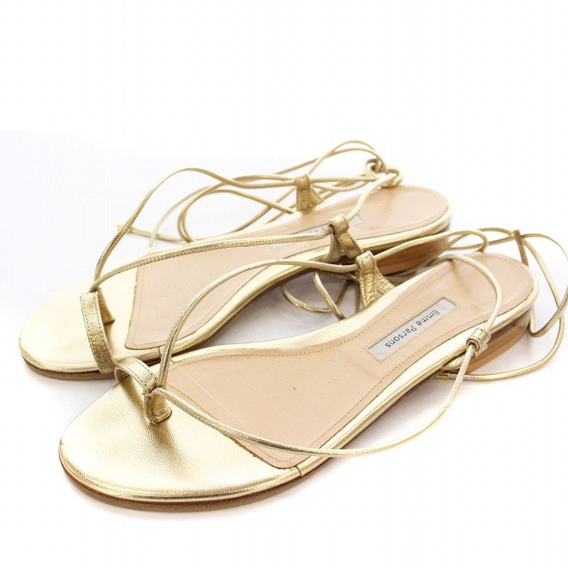 エムパーソンズ EMME PARSONS 19SS LACE UP SANDAL トング レースアップサンダル フラット 39 24.5cm ゴールド | G