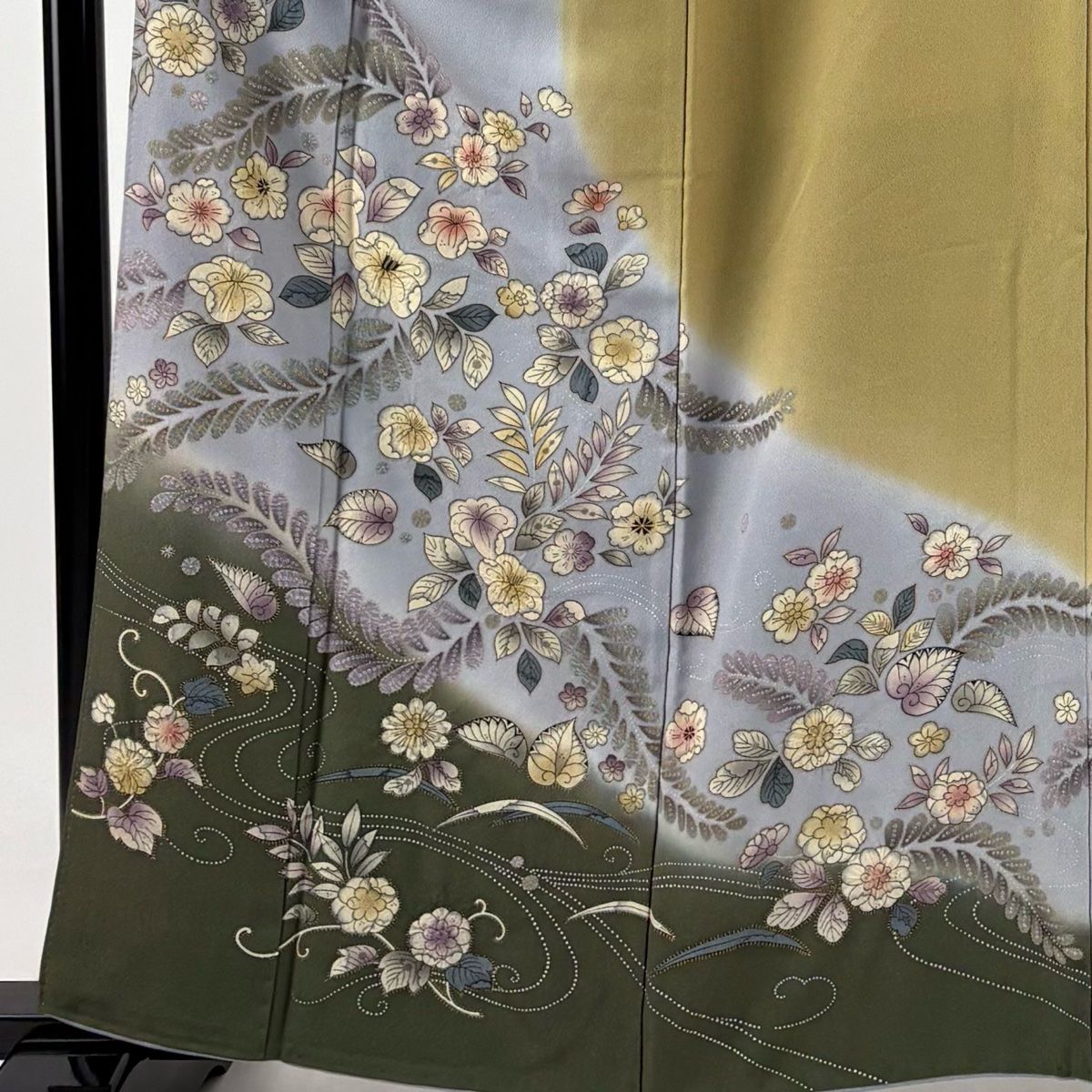 ファッションアイコン 訪問着 身丈160cm 裄丈67cm M 袷 辻が花柄 流水 金銀彩 染め分け 薄紫 正絹