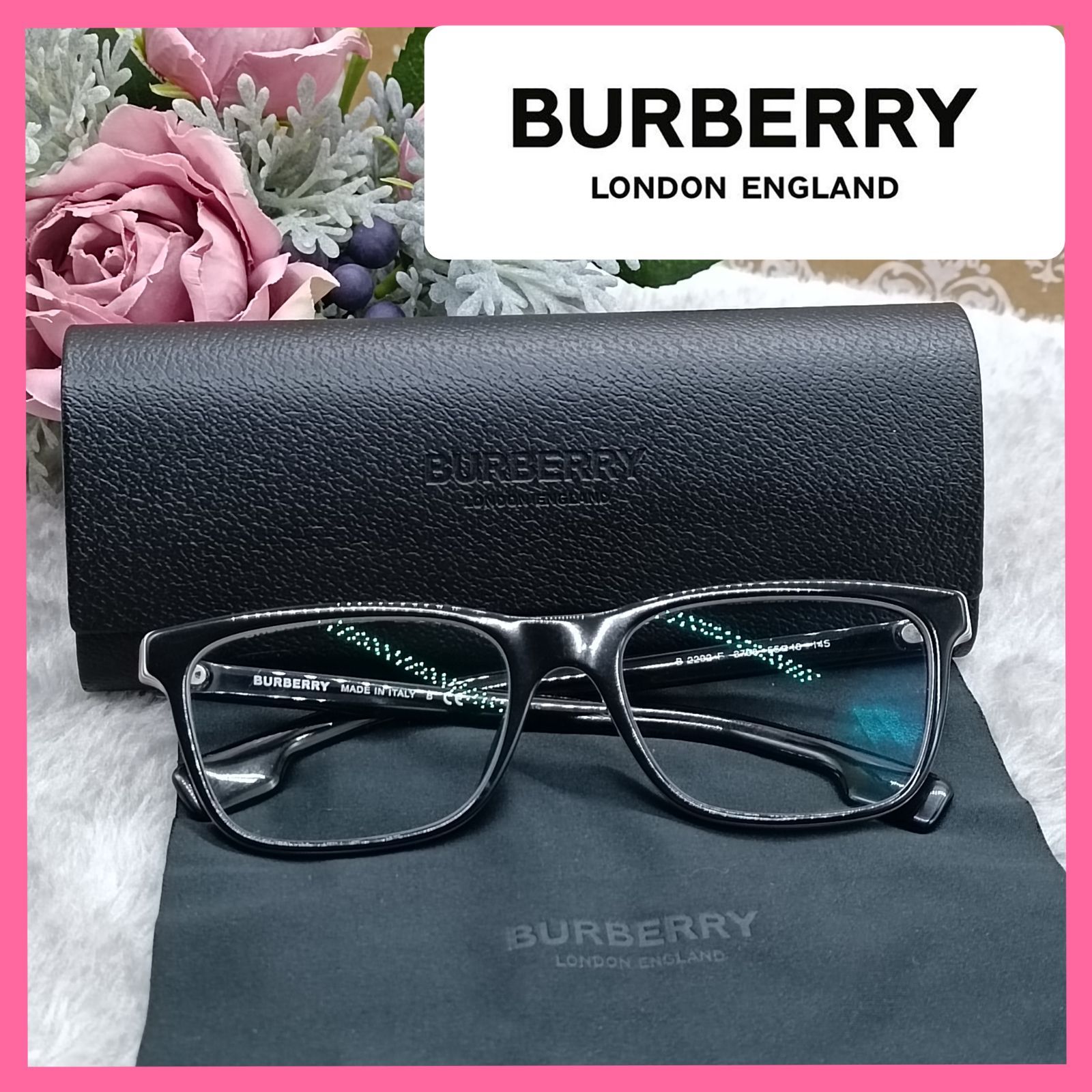 Burberry メガネケース ブラック （Burberry ブラックフレーム 