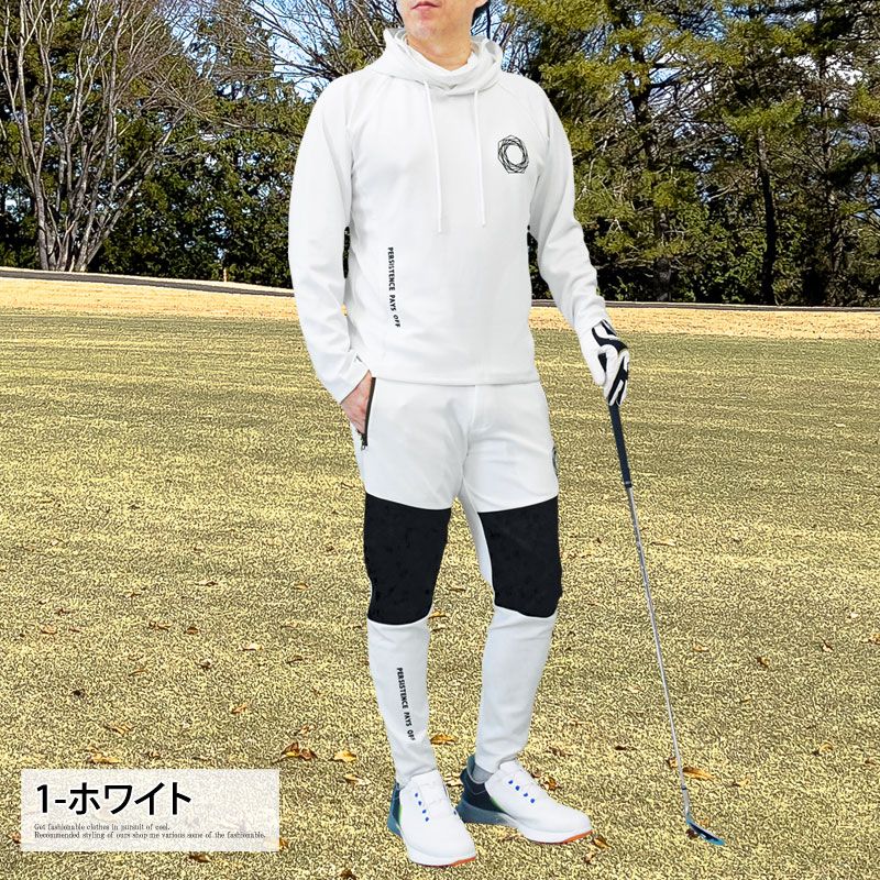 ゴルフウェア メンズ 上下セットアップ GIORNO SEVEN ジョルノセブン マスク搭載プルパーカー トップス ゴルフパンツ 切替 ブランド おしゃれ 秋冬 春夏 1-ホワイト