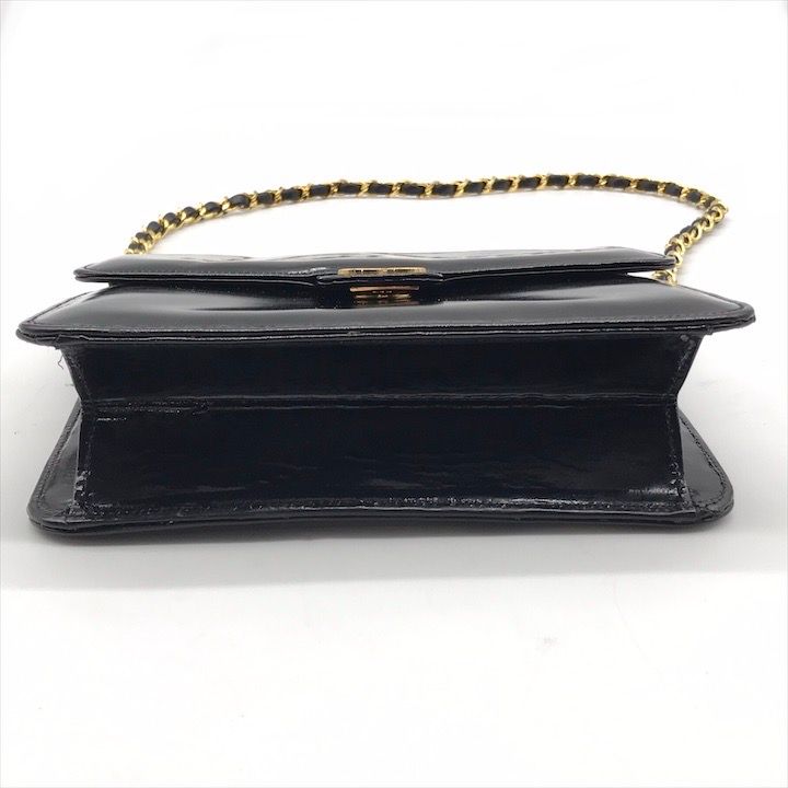 良品 CHANEL シャネル ココマーク パテント プッシュロック チェーン ショルダー バッグ ブラック レディース ブランド カバン k5679 良品 CHANEL シャネル ココマーク パテント プッシュロック チェーン