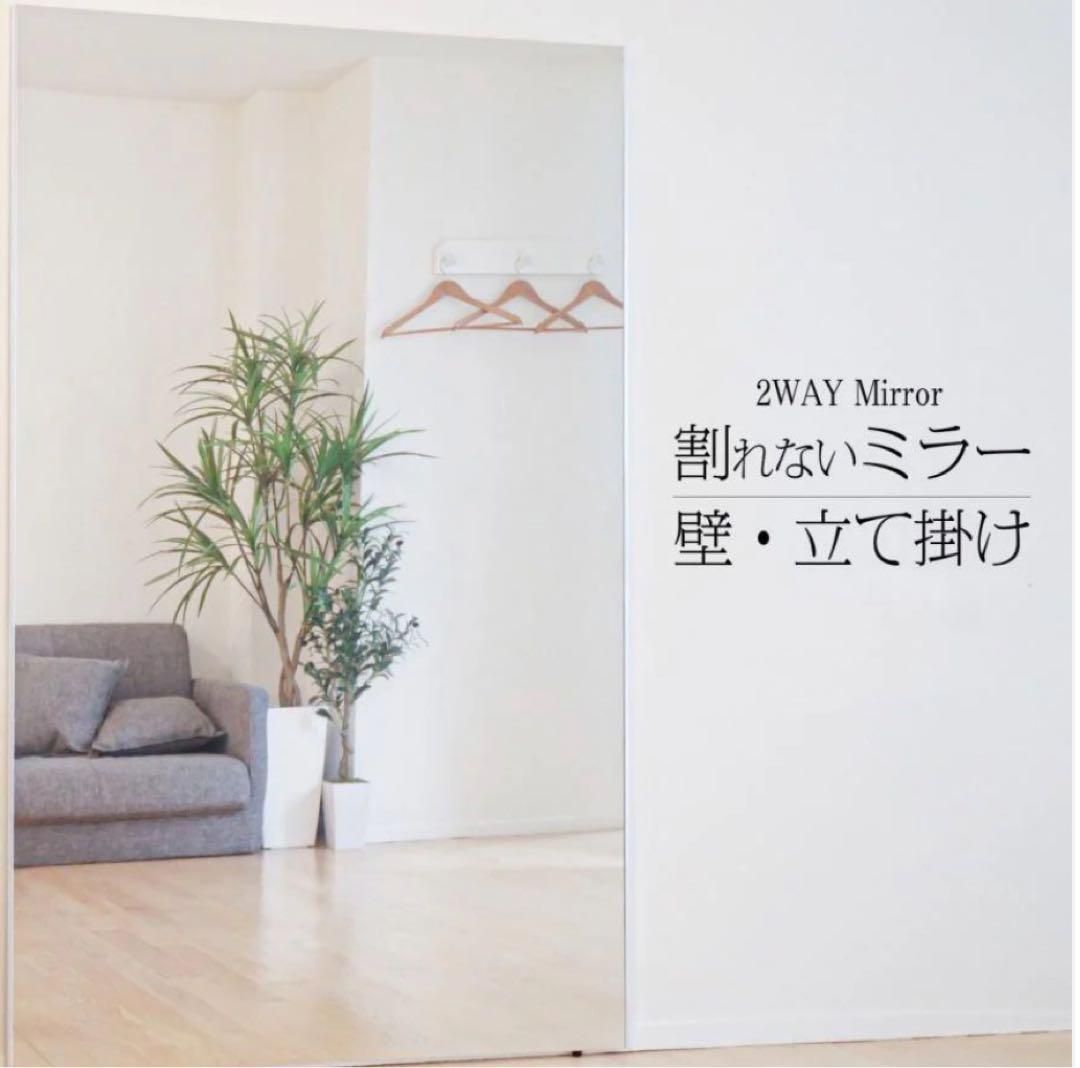 軽壁掛け鏡 160x100cm 黒 全身鏡 軽量 工事不要