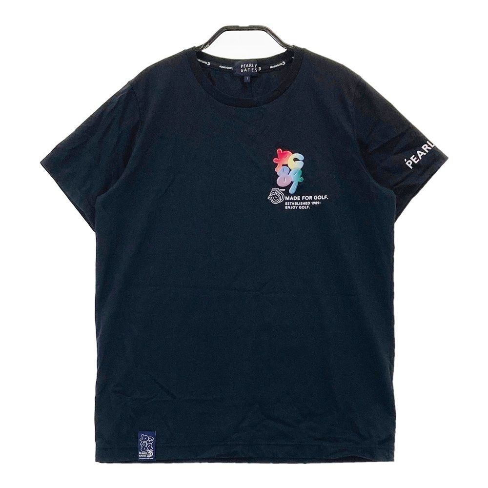 サイズ：1 PEARLY GATES パーリーゲイツ 2024年モデル 半袖Tシャツ ニコちゃん  ブラック系 [240101522593] ゴルフウェア レディース ストスト サイズ：1 PEARLY GATES パーリーゲイツ 2024年モデル 半袖Tシャツ