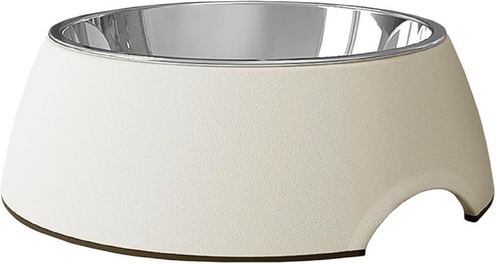 Pawspick 寵物碗 犬用 不鏽鋼 餐具 美耐皿 食碗 水碗 防滑 小型犬 貓咪 寵物 可拆卸 飼料碗 (奶油白, M) 的縮圖
