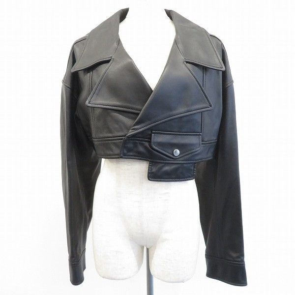 UN3D. アンスリード ラムレザー 本革 ライダース ジャケット ショート