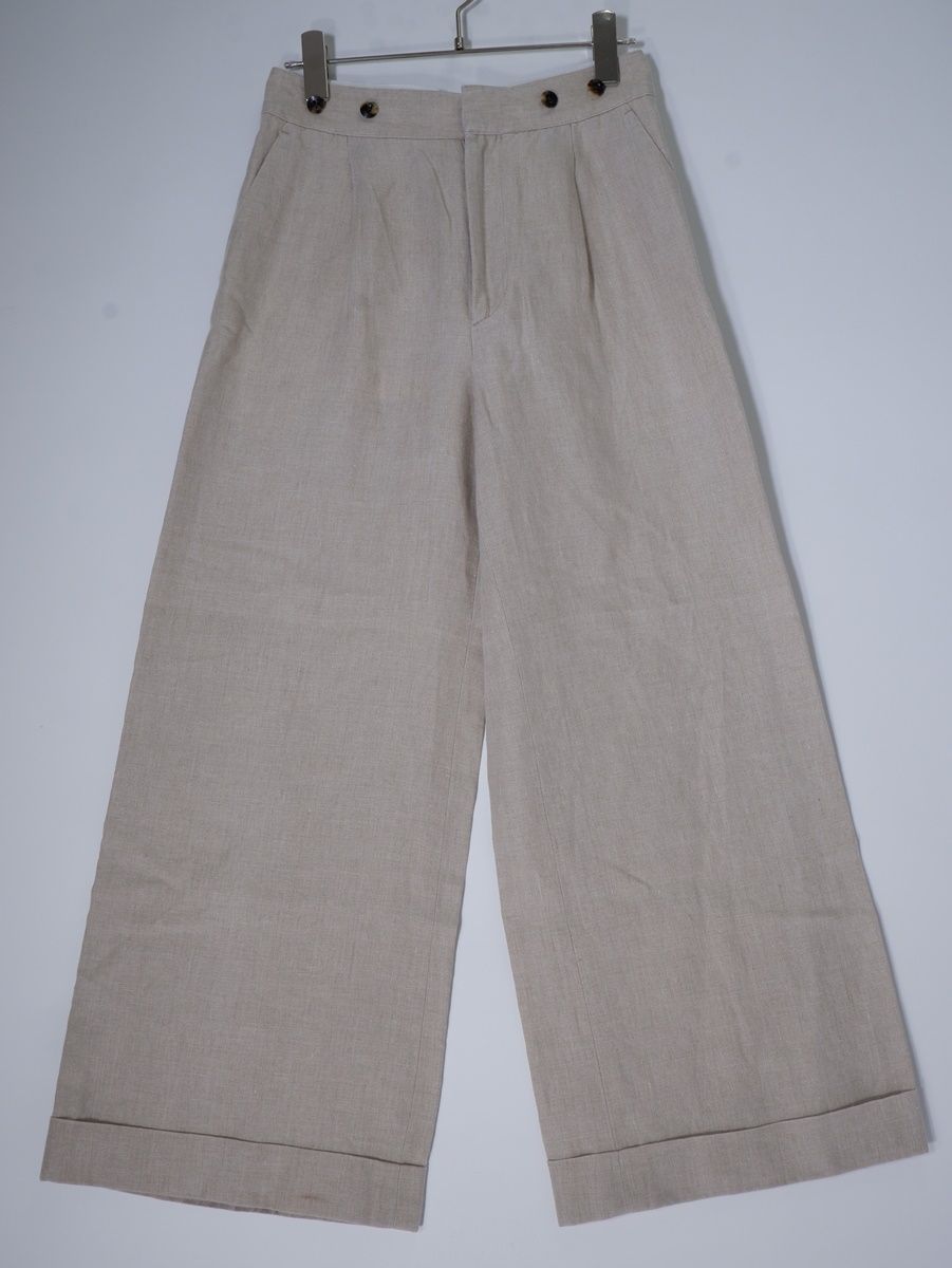 MARGARET HOWELLマーガレットハウエル シンチバック リネンタックワイドパンツ 1 LPTA77906