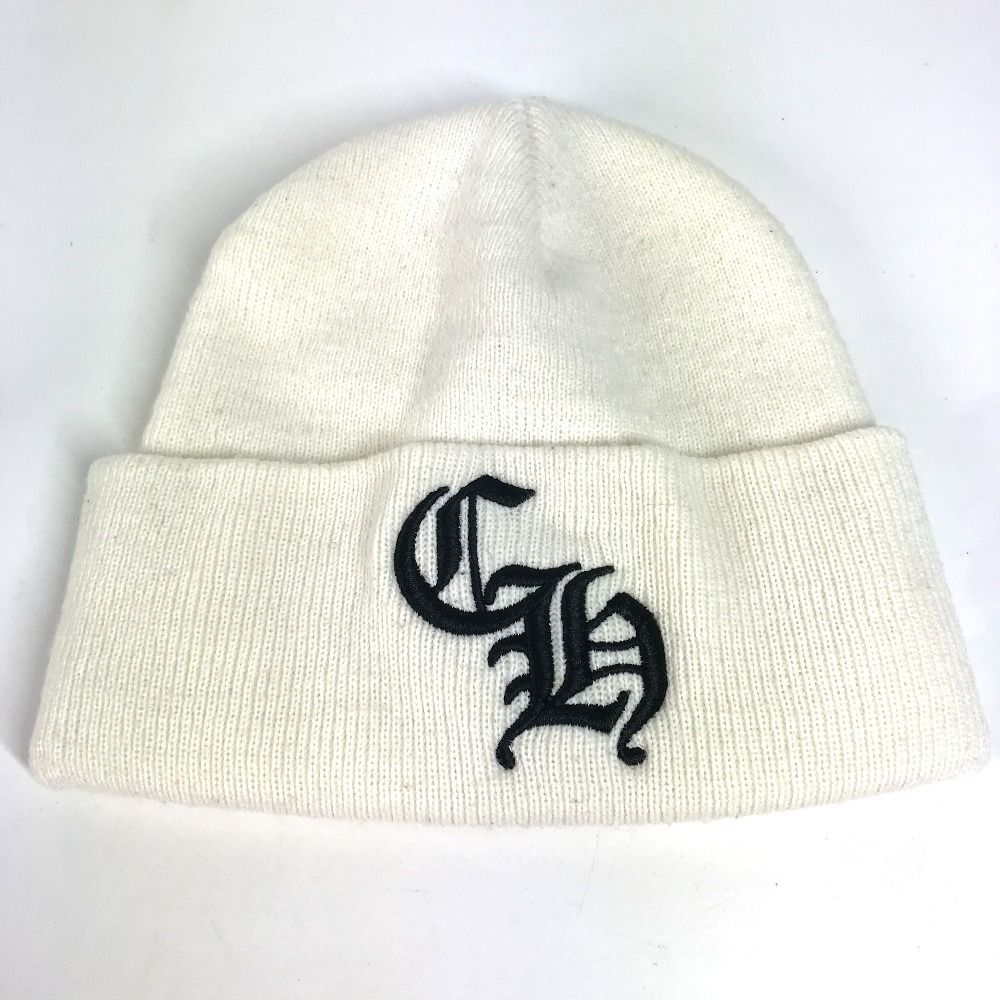 【正規品】CHROME HEARTS クロムハーツ ニット帽 ホワイト アクリル 正規品】CHROME HEARTS クロムハーツ ニット帽 ホワイト アクリル