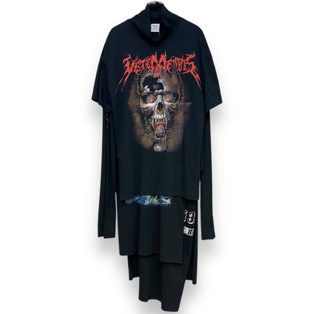 VETEMENTS 16AW Skull Layered T-Shirts Dress Sサイズ ブラック