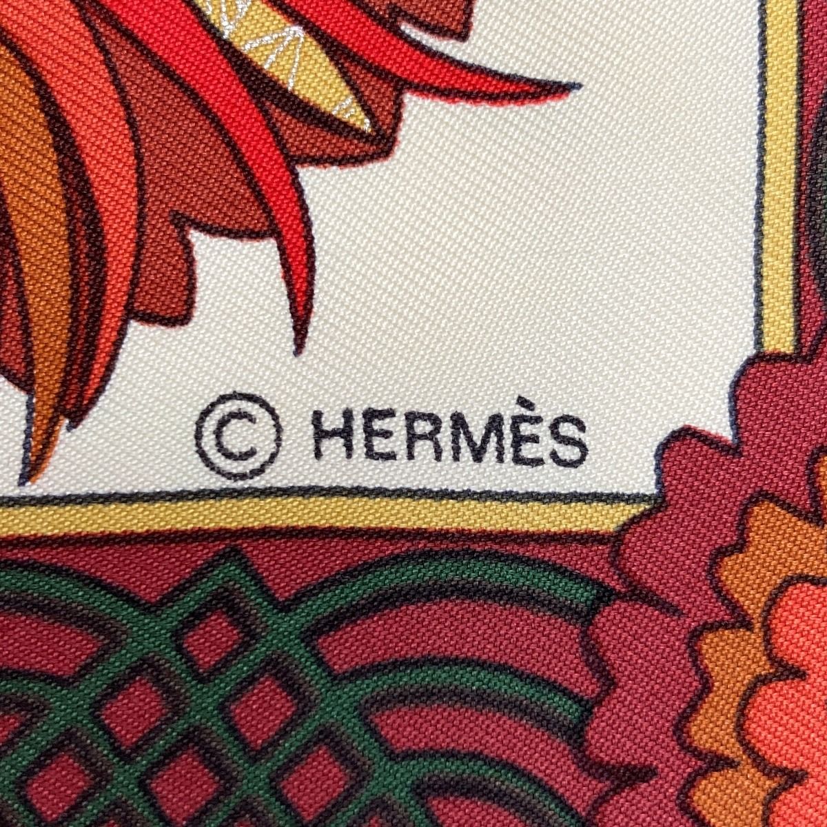 HERMES エルメス カレ90 Decoupages 切り絵 シルクスカーフ ワイン  