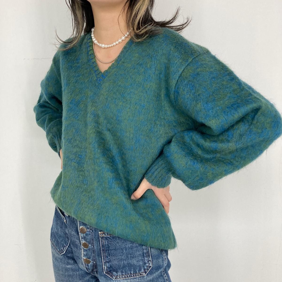古着 60~70年代 bruce bary Vネック モヘア×ウールニットセーター 