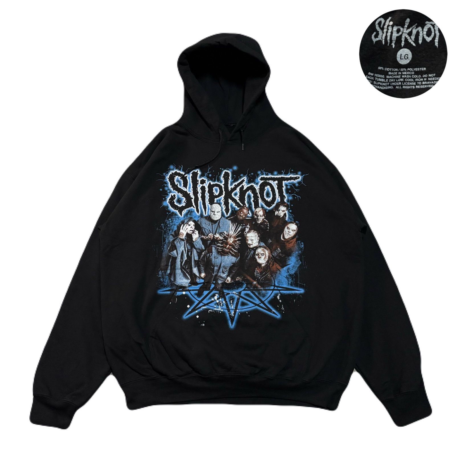 Vintage ヴィンテージ Slipknot スリップノット Hoodie パーカー BigPrint ビッグプリント 両面プリント 大判 FleeceLining 裏起毛 Cotton コットン Polyester ポリエステル Black ブラック 黒