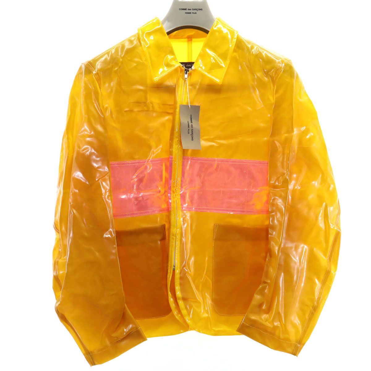 古着 未使用 COMME des GARCONS HOMME PLUS コムデギャルソンオムプリュス 95ss オールド 日本製 ビニール ジャケット M イエロー ハンガー付き PJ-100670 メンズ 未使用 COMME des GARCONS HOMME PLUS コムデギャルソンオムプリュス